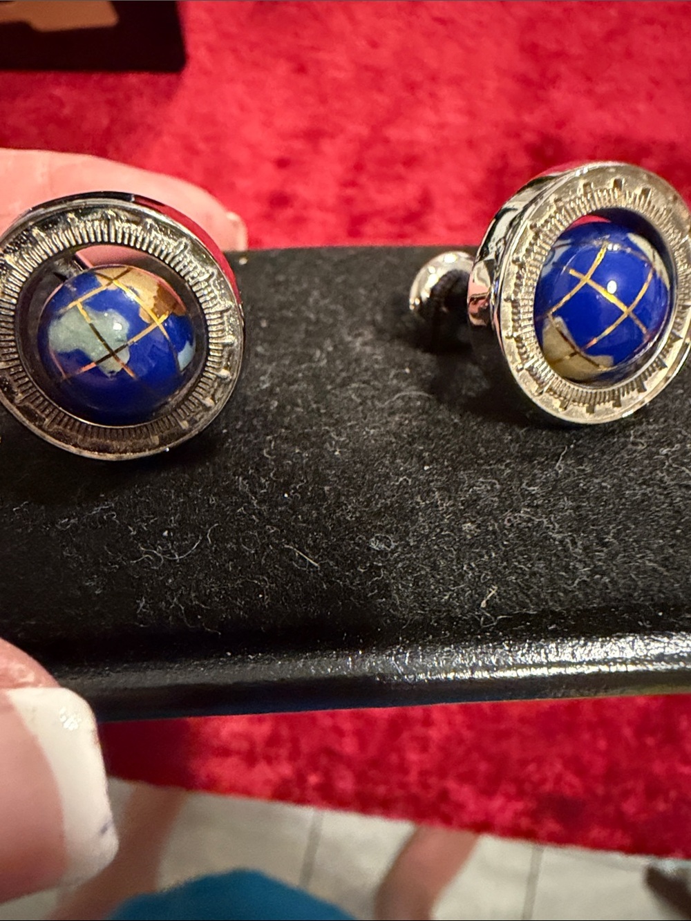 Blue Globe Enamel Cufflinks - Men Accessories like new